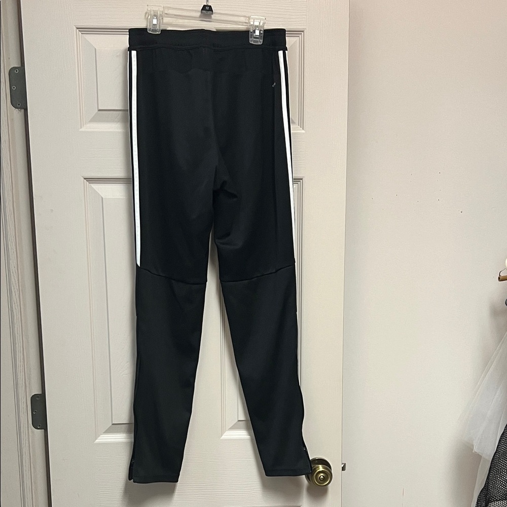 Adidas Mens Black Joggers with White Stripes - Picture 3 of 4